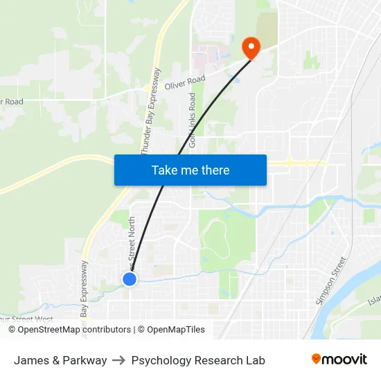 James & Parkway to Psychology Research Lab map