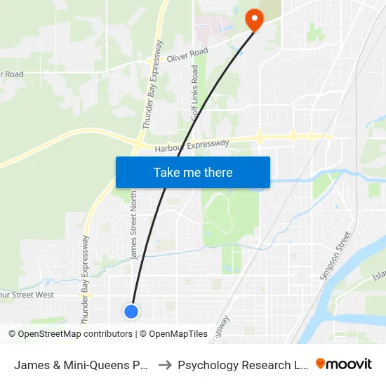 James & Mini-Queens Park to Psychology Research Lab map