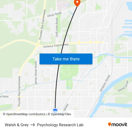 Walsh & Grey to Psychology Research Lab map