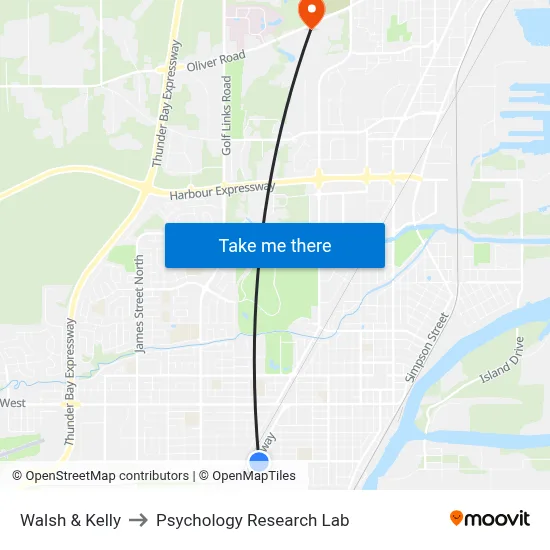 Walsh & Kelly to Psychology Research Lab map
