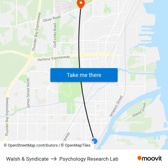 Walsh & Syndicate to Psychology Research Lab map