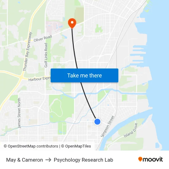 May & Cameron to Psychology Research Lab map