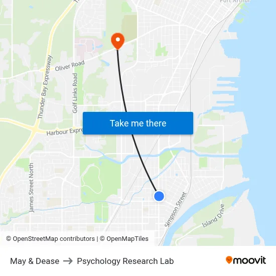 May & Dease to Psychology Research Lab map