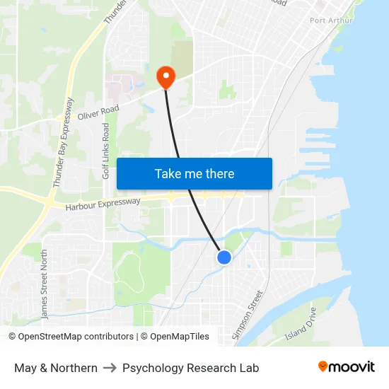 May & Northern to Psychology Research Lab map