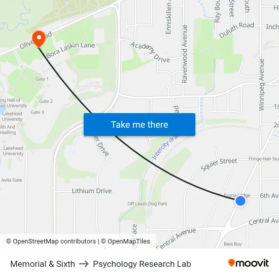 Memorial & Sixth to Psychology Research Lab map