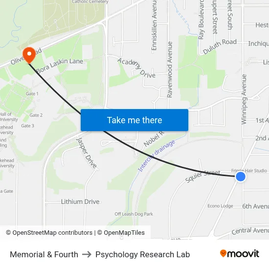 Memorial & Fourth to Psychology Research Lab map