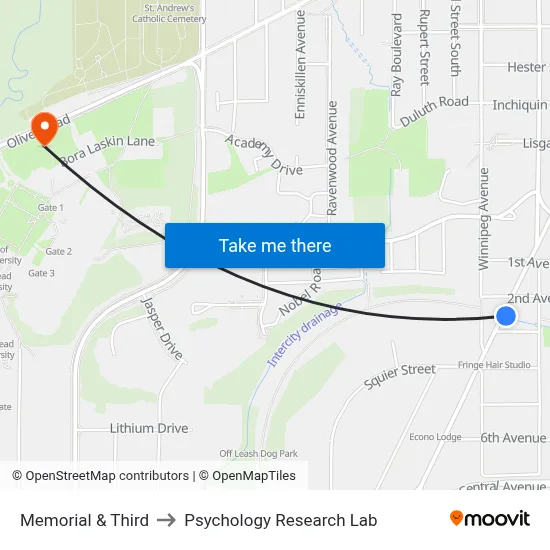 Memorial & Third to Psychology Research Lab map