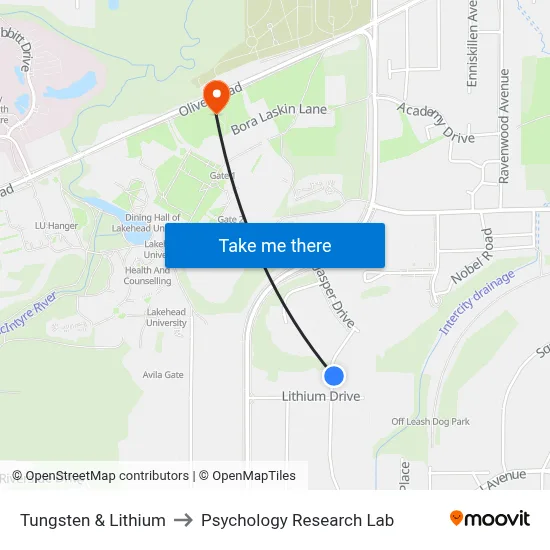 Tungsten & Lithium to Psychology Research Lab map