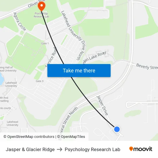 Jasper & Glacier Ridge to Psychology Research Lab map