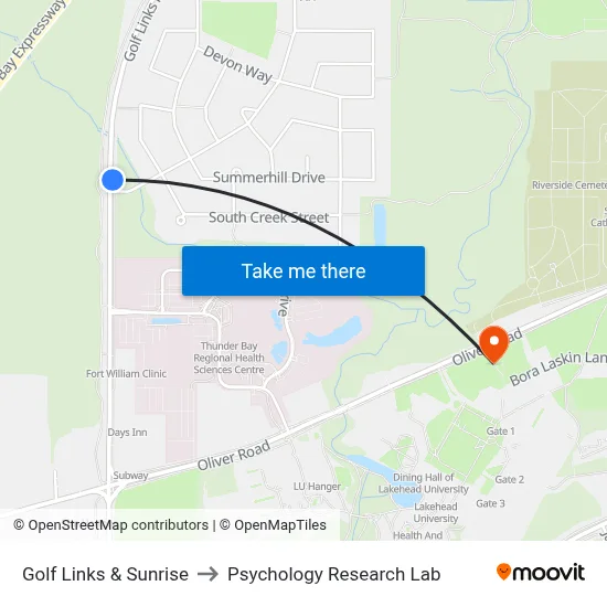 Golf Links & Sunrise to Psychology Research Lab map