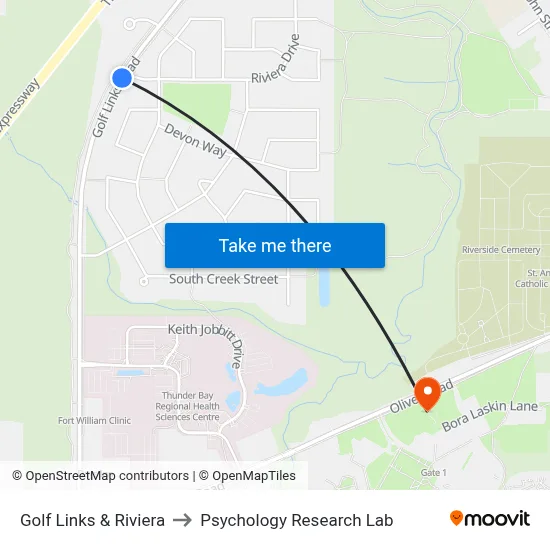 Golf Links & Riviera to Psychology Research Lab map