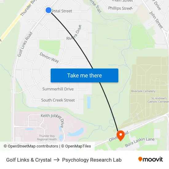 Golf Links & Crystal to Psychology Research Lab map