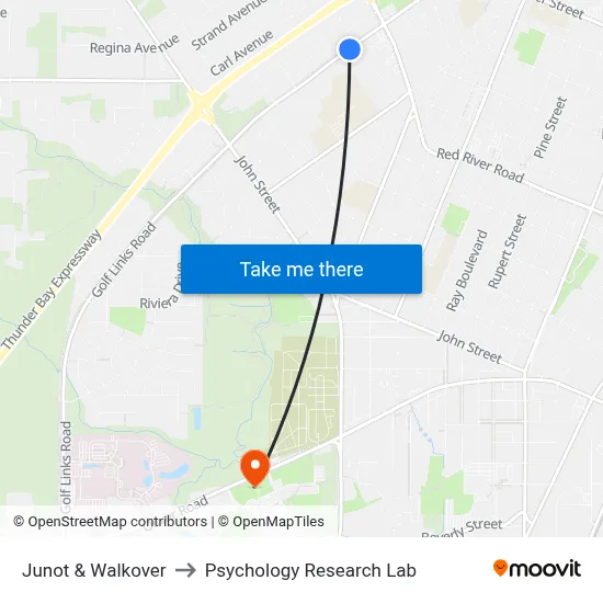 Junot & Walkover to Psychology Research Lab map