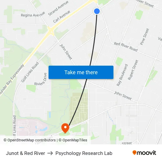 Junot & Red River to Psychology Research Lab map