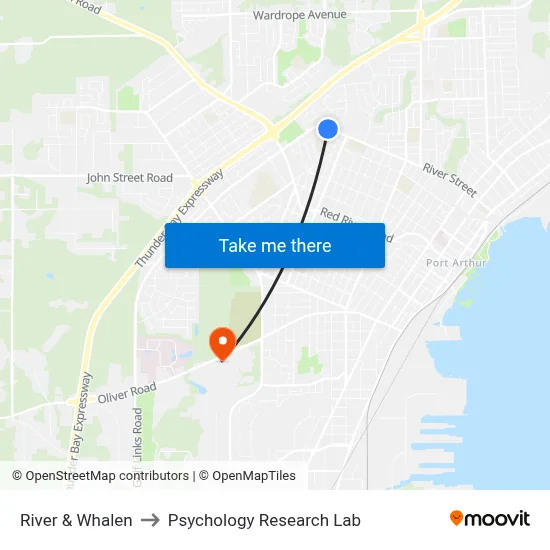 River & Whalen to Psychology Research Lab map
