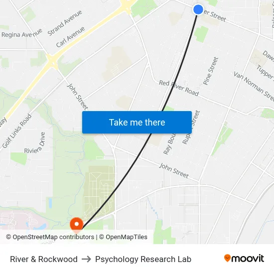 River & Rockwood to Psychology Research Lab map