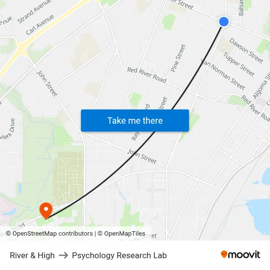 River & High to Psychology Research Lab map
