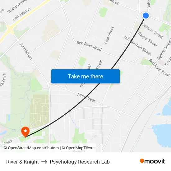 River & Knight to Psychology Research Lab map