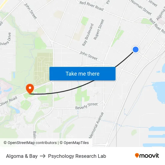 Algoma & Bay to Psychology Research Lab map