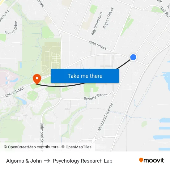 Algoma & John to Psychology Research Lab map
