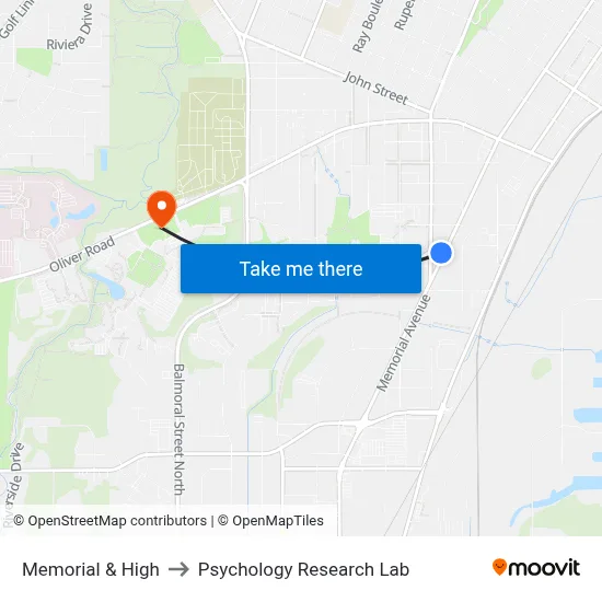 Memorial & High to Psychology Research Lab map
