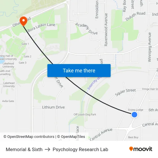 Memorial & Sixth to Psychology Research Lab map