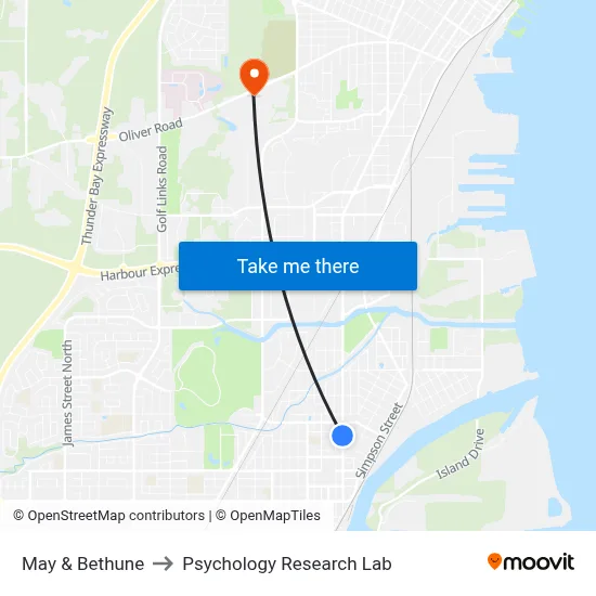 May & Bethune to Psychology Research Lab map