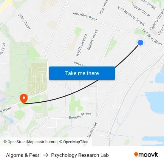Algoma & Pearl to Psychology Research Lab map