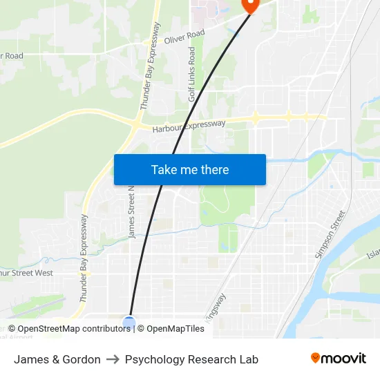 James & Gordon to Psychology Research Lab map