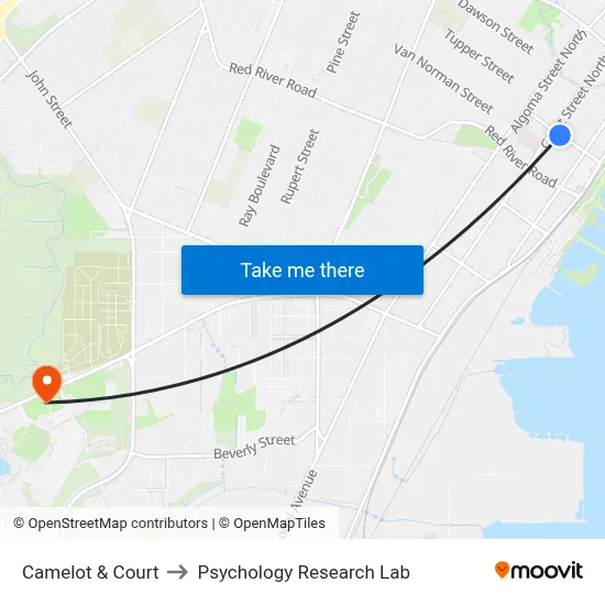 Camelot & Court to Psychology Research Lab map