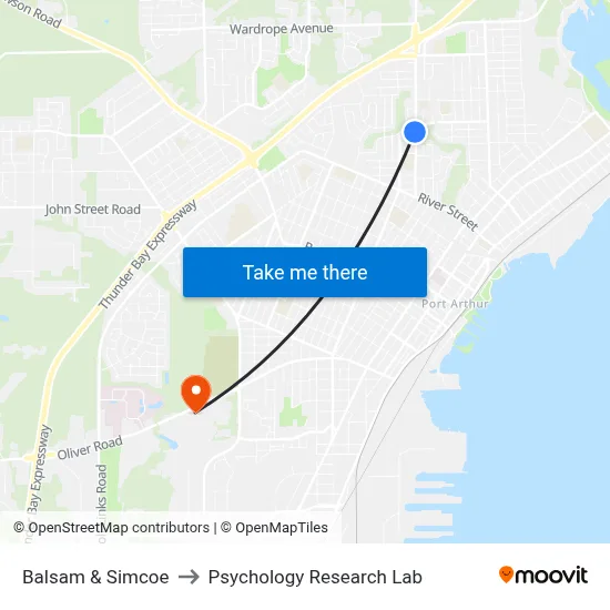 Balsam & Simcoe to Psychology Research Lab map