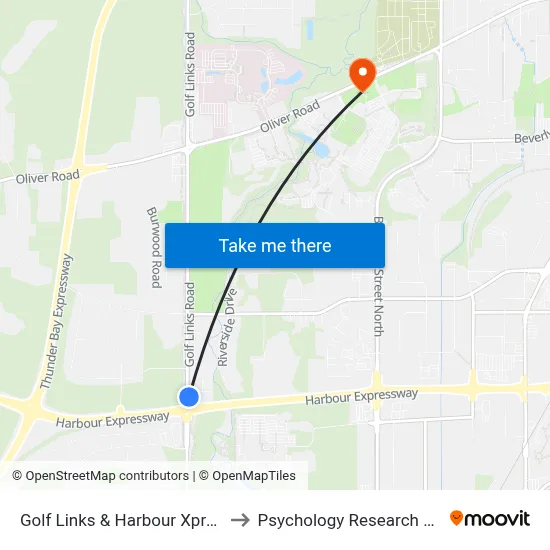Golf Links & Harbour Xpress to Psychology Research Lab map