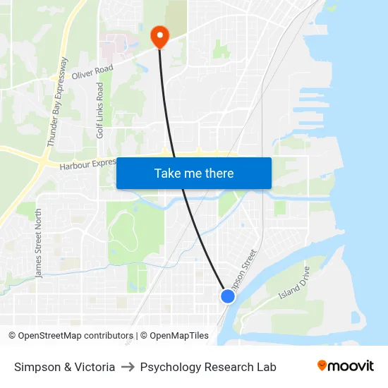 Simpson & Victoria to Psychology Research Lab map