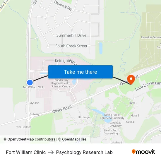 Fort William Clinic to Psychology Research Lab map
