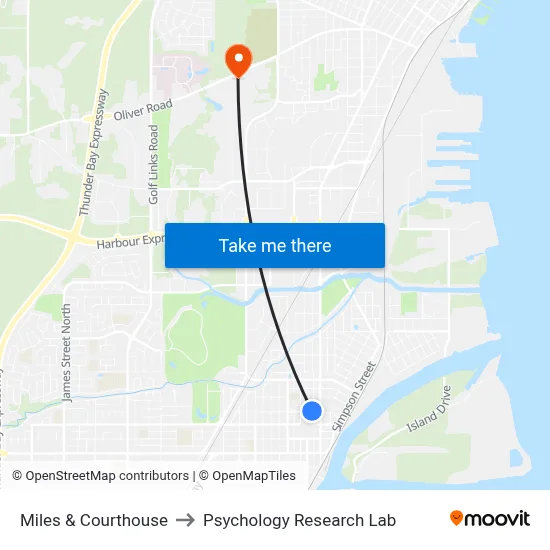 Miles & Courthouse to Psychology Research Lab map