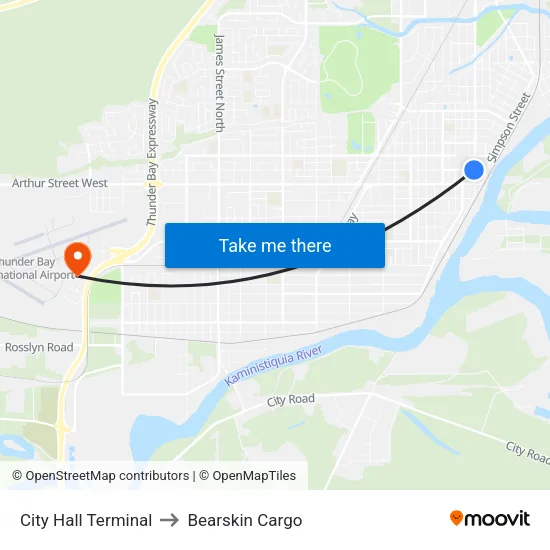 City Hall Terminal to Bearskin Cargo map
