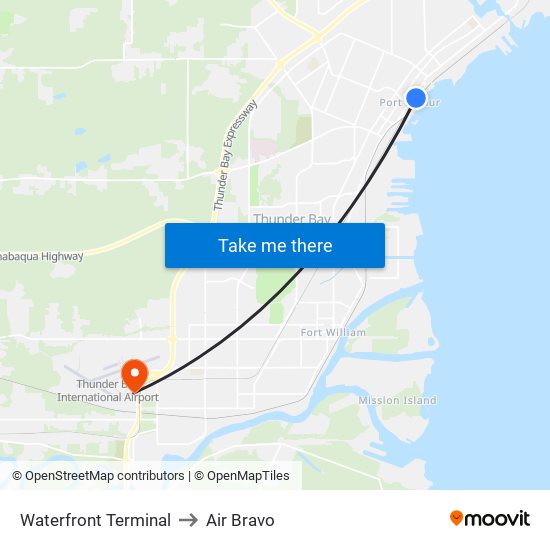 Waterfront Terminal to Air Bravo map
