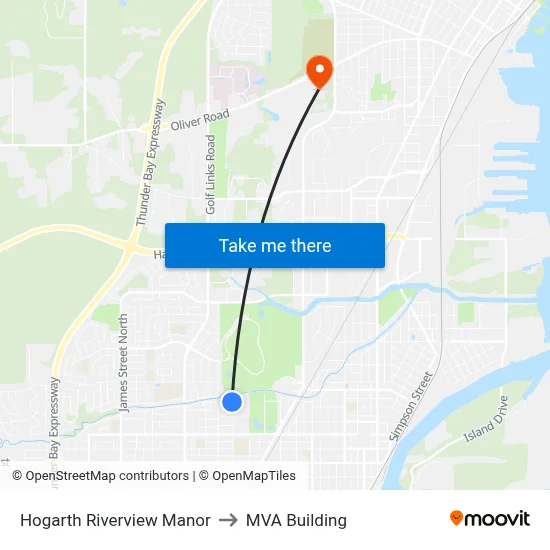 Hogarth Riverview Manor to MVA Building map