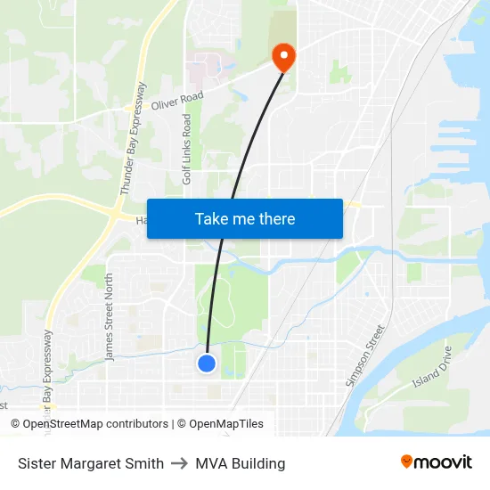 Sister Margaret Smith to MVA Building map