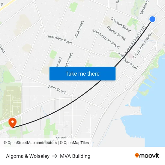 Algoma & Wolseley to MVA Building map