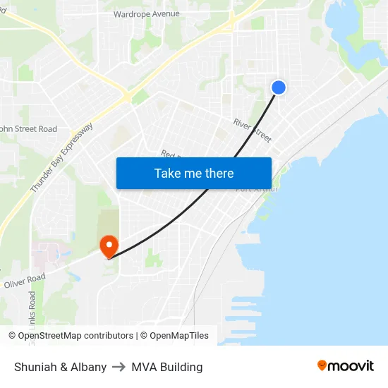 Shuniah & Albany to MVA Building map