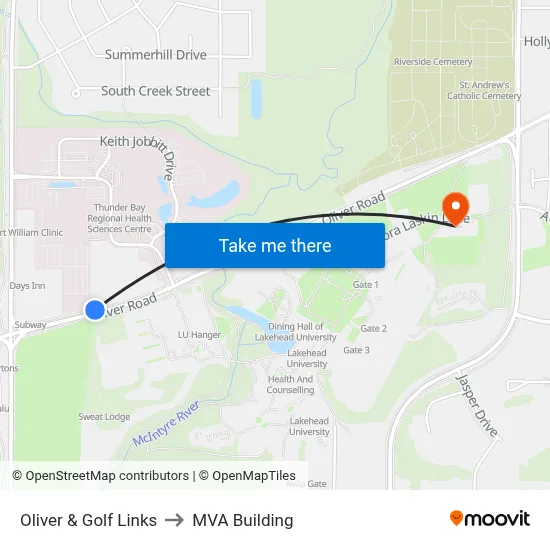 Oliver & Golf Links to MVA Building map