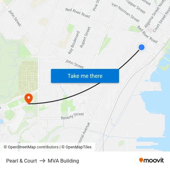 Pearl & Court to MVA Building map