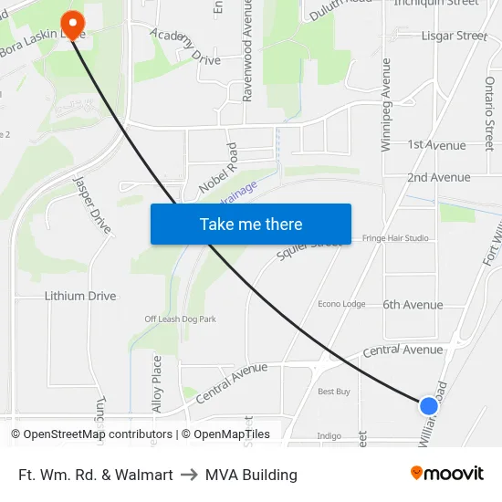 Ft. Wm. Rd. & Walmart to MVA Building map