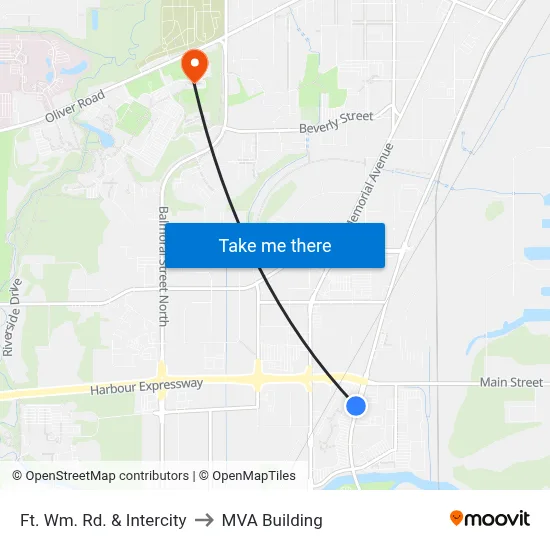 Ft. Wm. Rd. & Intercity to MVA Building map