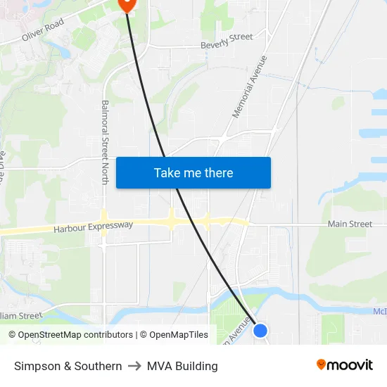 Simpson & Southern to MVA Building map