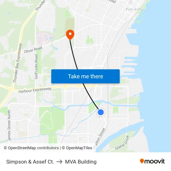 Simpson & Assef Ct. to MVA Building map