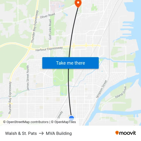 Walsh & St. Pats to MVA Building map