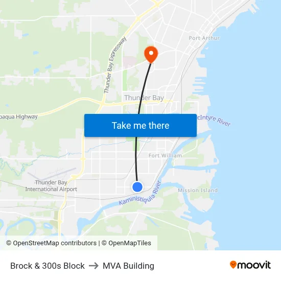 Brock & 300s Block to MVA Building map