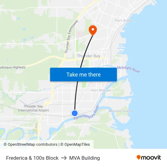 Frederica & 100s Block to MVA Building map